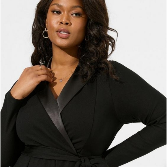Torrid Mini Tuxedo Dress Black Size 28 - Picture 3 of 7